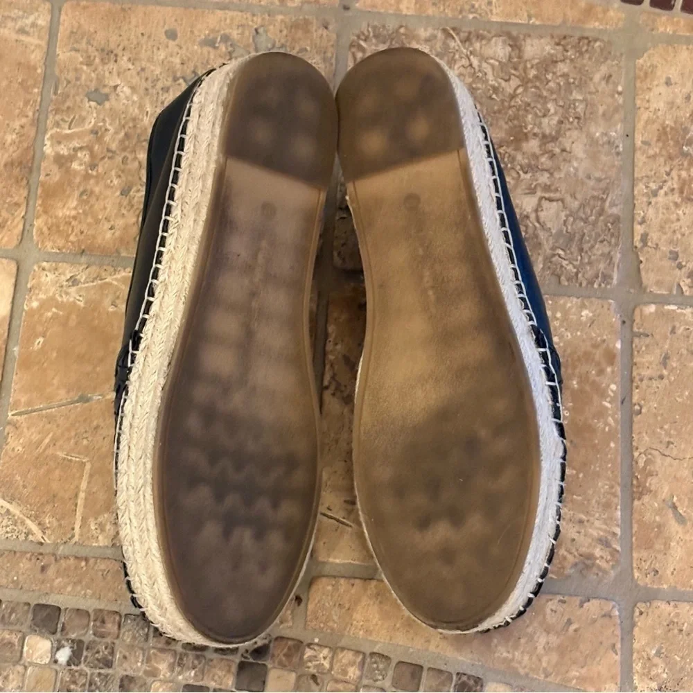 SAM EDELMAN Catherine Black Platform Woven Espadrille Slip-On Shoes Size 10M
